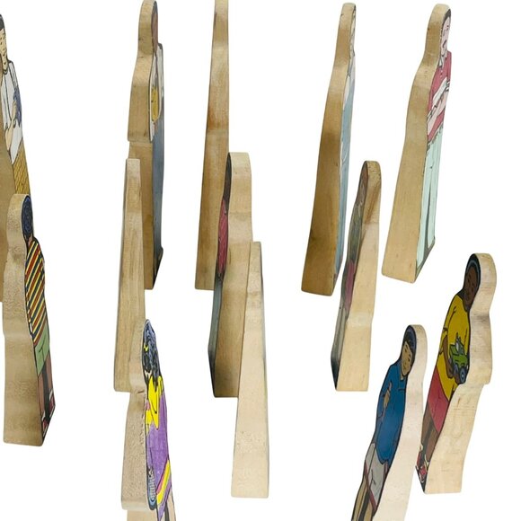 Vintage Inspired Wooden Children Figurines Set Wedgies Career Lot of 13 - Picture 3 of 16